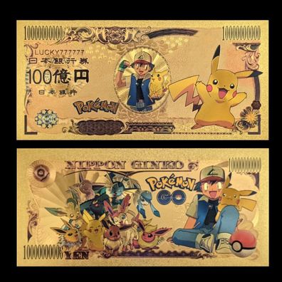 Sammler Goldfolie Banknote Pokemon Ash Ketchum Picachu (P1109253)