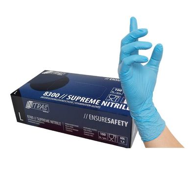 Nitras Supreme Nitrile, Nitril-Einmalhandschuhe, blau, EN 374, Größe M