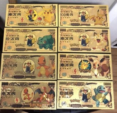 Sammler Goldfolie Banknote Pokemon 8er Set (P1109256)