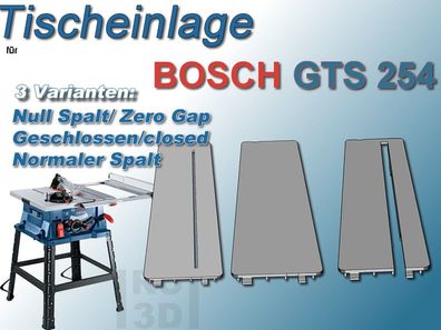 Null Spalt Tischeinlage f. BOSCH GTS 254 Tischkreissäge, zero clearance GTS254