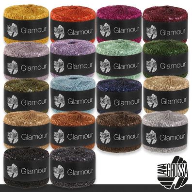 Lana Grossa 5 x 25 g Glamour Effektgarn metallic Stricken Wolle Garn 18 Farben