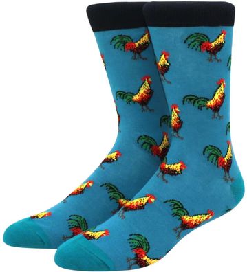 Gockel Socken - Lustige Tiersocken mit Cartoon-Motiv