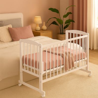 QLS 5in1 Kinderbett Babybett Beistellbett 94×45 cm multifunktional mobil Holz 11378