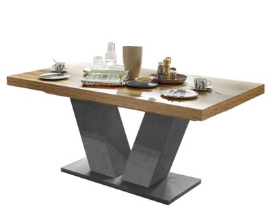 Esstisch ausziehbar Elena 160x90x76 Graphit/Plankeneiche 1399