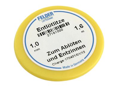 Entlötlitze FELDER, 1,0mm, mit halogenfreiem Flussmittel getränkte Kupferlitze, 1,60m