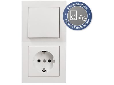 Schalter und Steckdosen Set McPower Flair ''Tür 2-fach Profi'', weiß, 3-teilig, Klemm