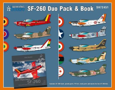 Special Hobby 1:72 100-SH72451 SIAI-Marchetti SF-260 Duo Pack & Book - NEU