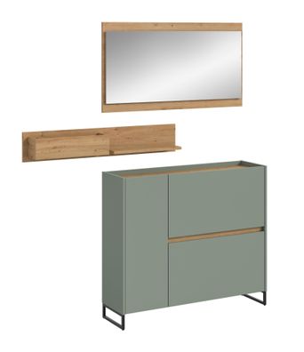 Garderobenkombination in Salbei Nachbildung und Artisan Oak Nachbildung