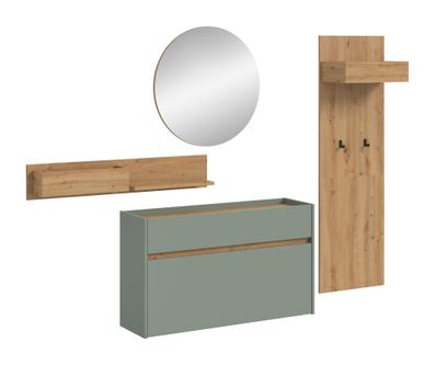 Garderobenkombination in Salbei Nachbildung und Artisan Oak Nachbildung