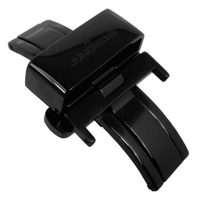 Junghans | Butterflyschließe 20mm Edelstahl schwarz | für Lederbänder