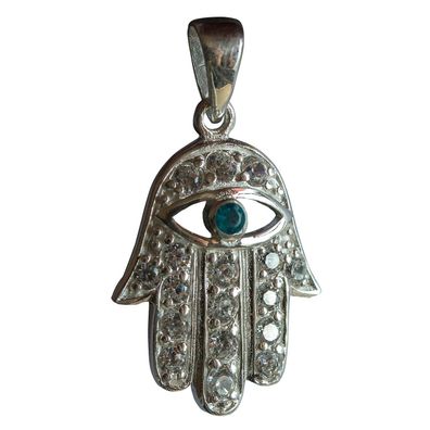 Anhänger HAND OF FATIMA 2 cm 2,5 g Silber 925er 18 Zirkonia Symbolschmuck