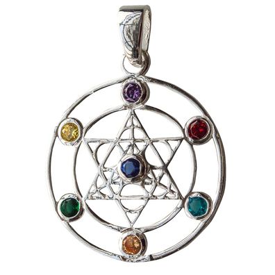 Anhänger Merkabah 3 cm 4 g Silber 925er 7 Zirkonia Esoterikschmuck Symbolschmuck