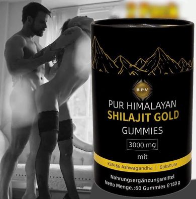 BPV Pure Himalayan Shilajit Gold Gummies 3000 mg - mit Ashwagandha, Ingwer, schwar