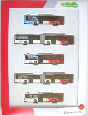 Set mit 5 Lippe mobil Busmodellen (Set 2) 1:87 Rietze