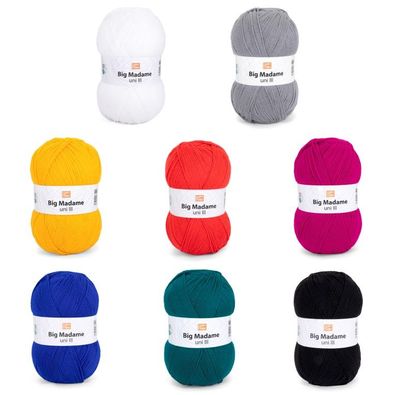 300g Happy Hobby Big Madame Uni lII Wolle Garn zum Stricken Häkeln GP 26,63€/kg