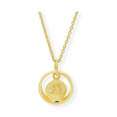 JuwelmaLux Taufring mit Schutzengel 333/000 8 Karat Gold und Saphir JL14-02-0123