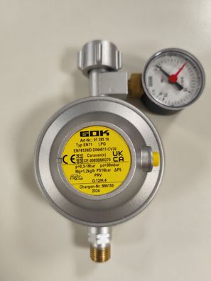 Niederdruckregler GOK Typ EN71 1,2 kg/h Leistungsstufe 2 mit Manometer