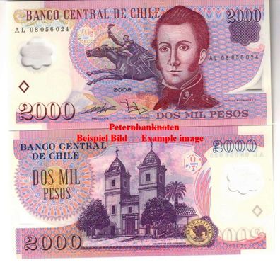 CHILE 2000 Pesos 2008 Unc P 160c Polymer #6995#
