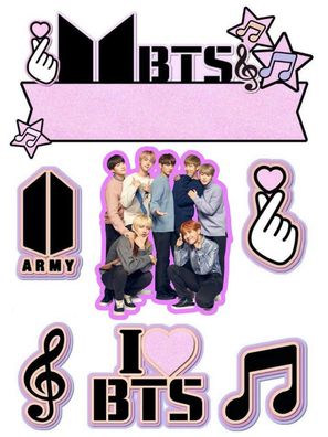 BTS Essbar Konzerte Tortenaufleger Torte Geburstag Zuckermasse + NAME