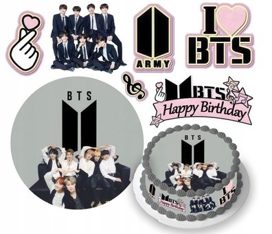 BTS Musik Essbar Zuckermasse Tortenbild Tortenaufleger + 4 Muffin
