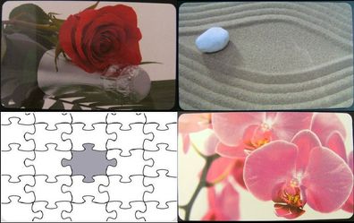 1 Frühstücksbrettchen Blumen Brettchen 23x14cm Blume Brett Zen Puzzle Sekt Rosen