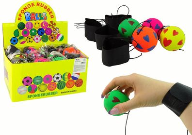 Ball PU Auf Gummiband 6 cm 4 Farben Herz