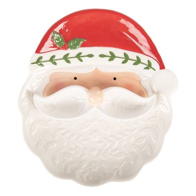 Clayre & Eef Dekoration Schale Weihnachtsmann 29x26x5 cm Weiß Keramik