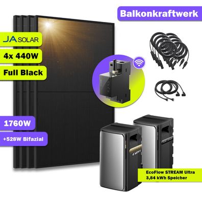 EcoFlow STREAM Ultra 3840Wh 1760W Balkonkraftwerk mit Speicher Komplettset