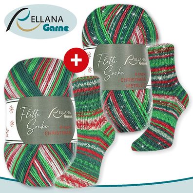 Rellana Set 2 x 100 g Flotte Socke 4 f. Christmas Edition 2025 Sockenwolle