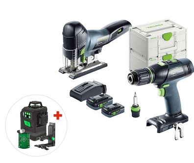 Festool Montageset T18 + 3 PSC 420 EB + gratis Kreuzlinienlaser grün