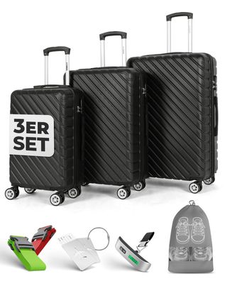 Kofferset 3-teilig Schwarz Koffer Reisen 20" 24" 28"