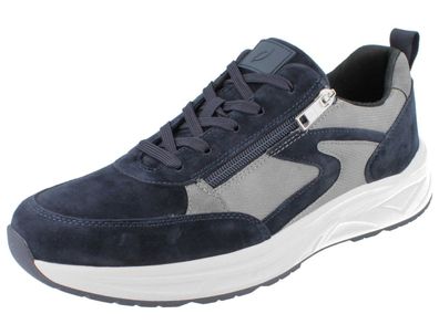 Waldläufer H- Jack Herren Schnürschuhe mit Reißverschluss blau grau Veloursleder