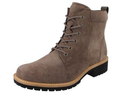 ECCO Elaina Damen Stiefelette Stiefel mit Wechselfußbett braun grau Veloursleder