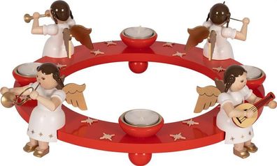 Richard Glaesser Tischaufsatz Engelquartett rot Teelichter aus Seiffen im Erzgebirge