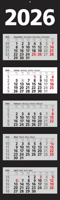 2026 ADINA Fünfmonatskalender schwarz 110x33cm Tagesanzeiger Blockform