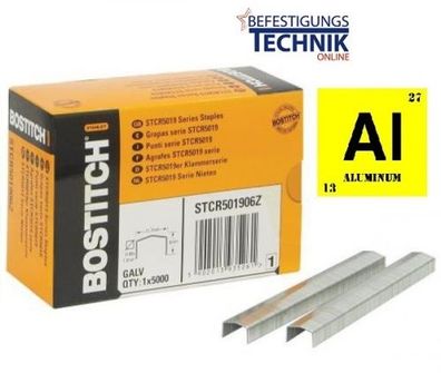 Bostitch STCR501906AL K5019-6mm Klammern Aluminium für Tacker PC8000 T6 Kit H30-8 PC2