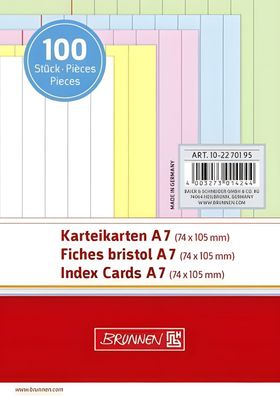 Brunnen Karteikarte A7 liniert sortiert 100 Stück 102270195