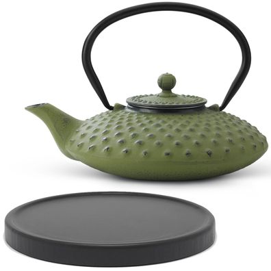 Bredemeijer Teekanne Gusseisen 0,8 L grün Set Edelstahl Teefilter Untersetzer