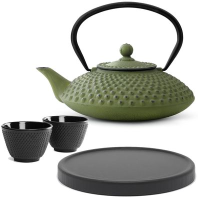 Bredemeijer Teekanne Gusseisen 1,25 L grün Set 2 Teebecher Filter Untersetzer