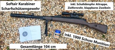 NEU Softair Airsoft Karabiner Scharfschützengewehr Set + 1000 Schuss 6mm ab 14 J