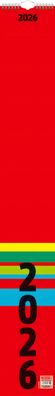 2026 Brunnen Streifenkalender 130×910 mm rot