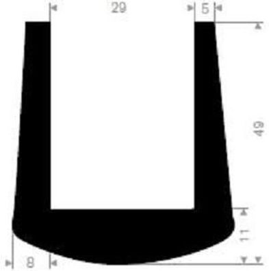 V22 - 5 Meter - Fassungsprofil Fassungsbereich 29 mm Kantenschutz EPDM Gummiprofil Gu
