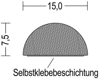 DP17 - 100 Meter - NBR Moosgummi Halbrundprofil D-Profil 15x7,5 mm selbstklebend Gumm