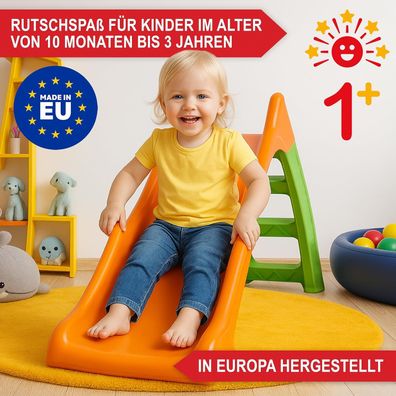 Kinderrutsche 120 cm Rutschbahn Babyrutsche ab 10 Monaten Kleinkind Outdoor Indoor