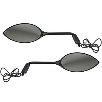 Motorrad Universal Roller Spiegel Paar mit LED-Blinker Metallgehäuse Schwarz