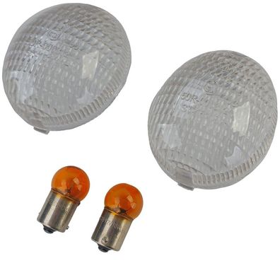 Motorrad Blinkergläser Blinker Paar Weiss für Enduro X-limit MBK 50 Yamaha DT50R