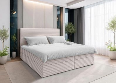 AX LIVING Beiges Bett Sevdayla Boxspringbett mit Bettkasten 160x200 cm