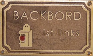 Messingschild schwer - Backbord