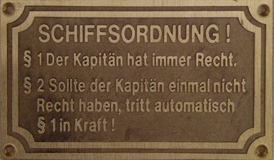 Messingschild - Schiffsschild Schiffsordnung