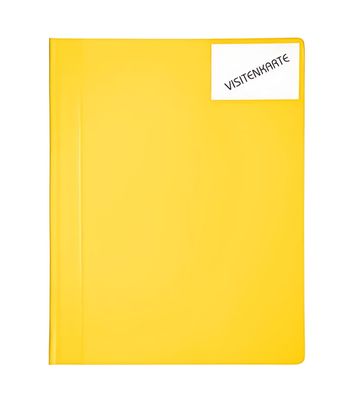 Schnellhefter mit weissen Heftzungen, Taschen vorn+innen, 4, gelb